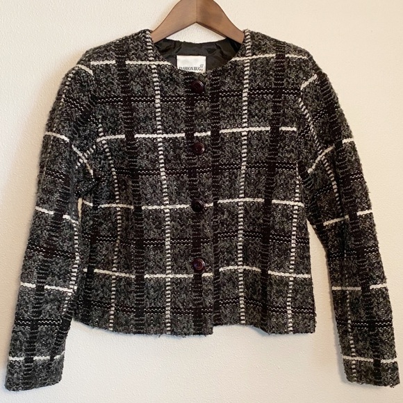 Fashion Bug Plaid Jacket w/ Shoulder Pads - Picture 1 of 4